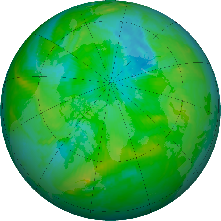 Arctic ozone map for 19 August 1998
